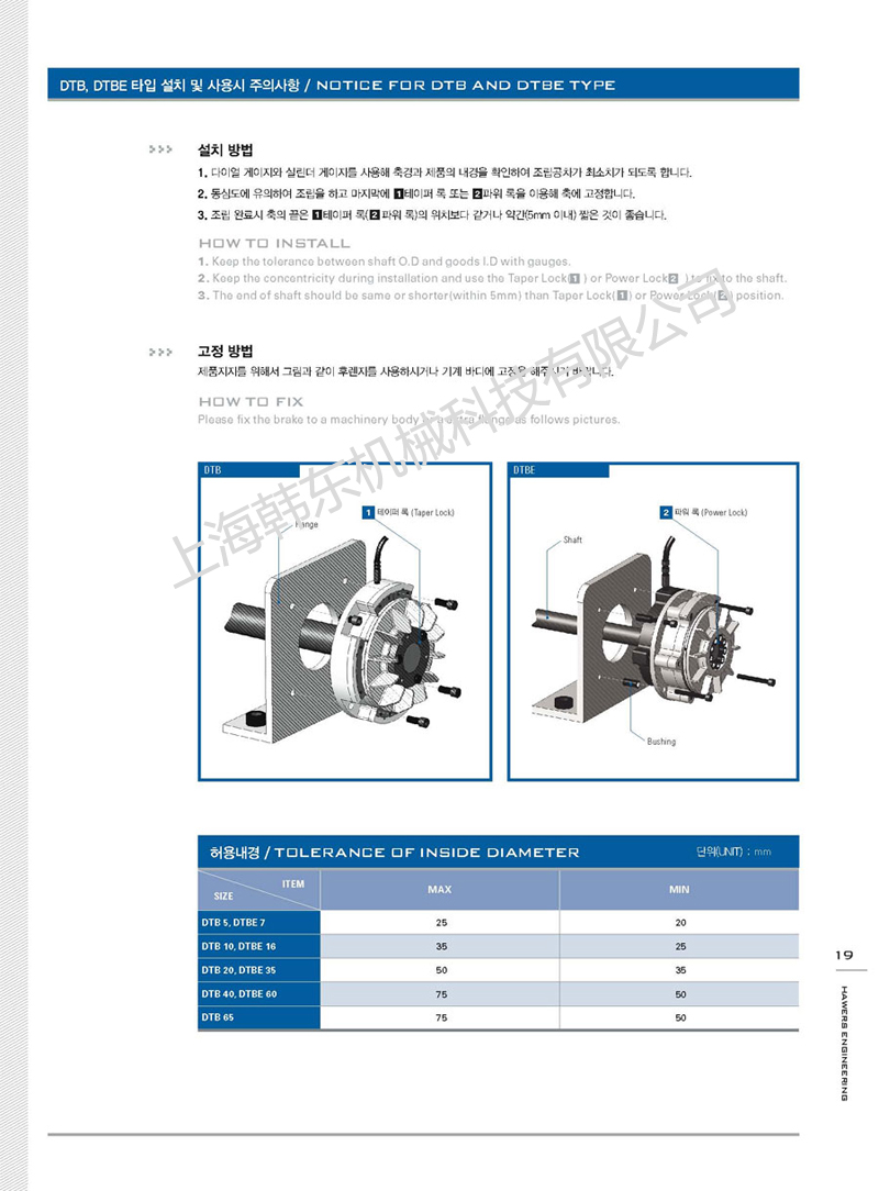通軸氣動(dòng)剎車DTBE型產(chǎn)品參數(shù)表