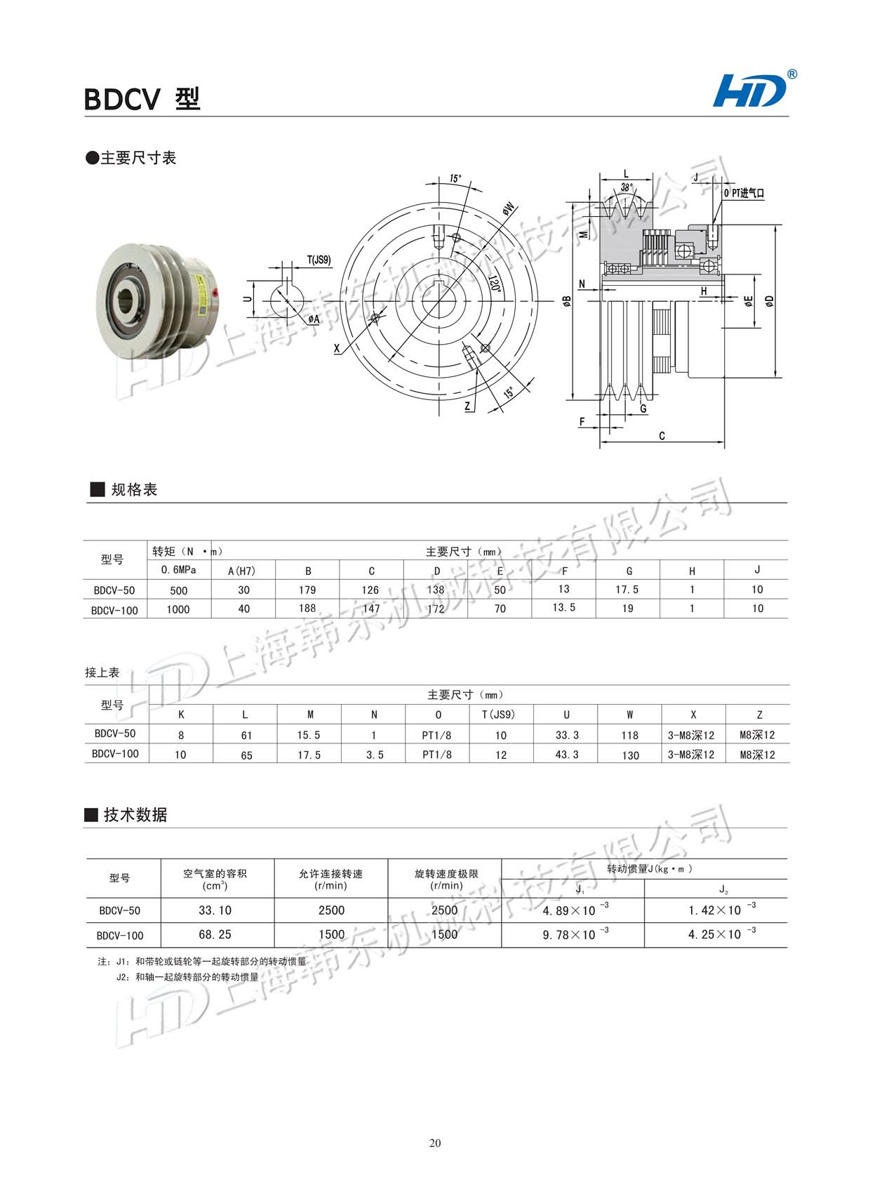 多片氣動離合器BDCV主要尺寸結(jié)構(gòu) 氣動離合器BDCV