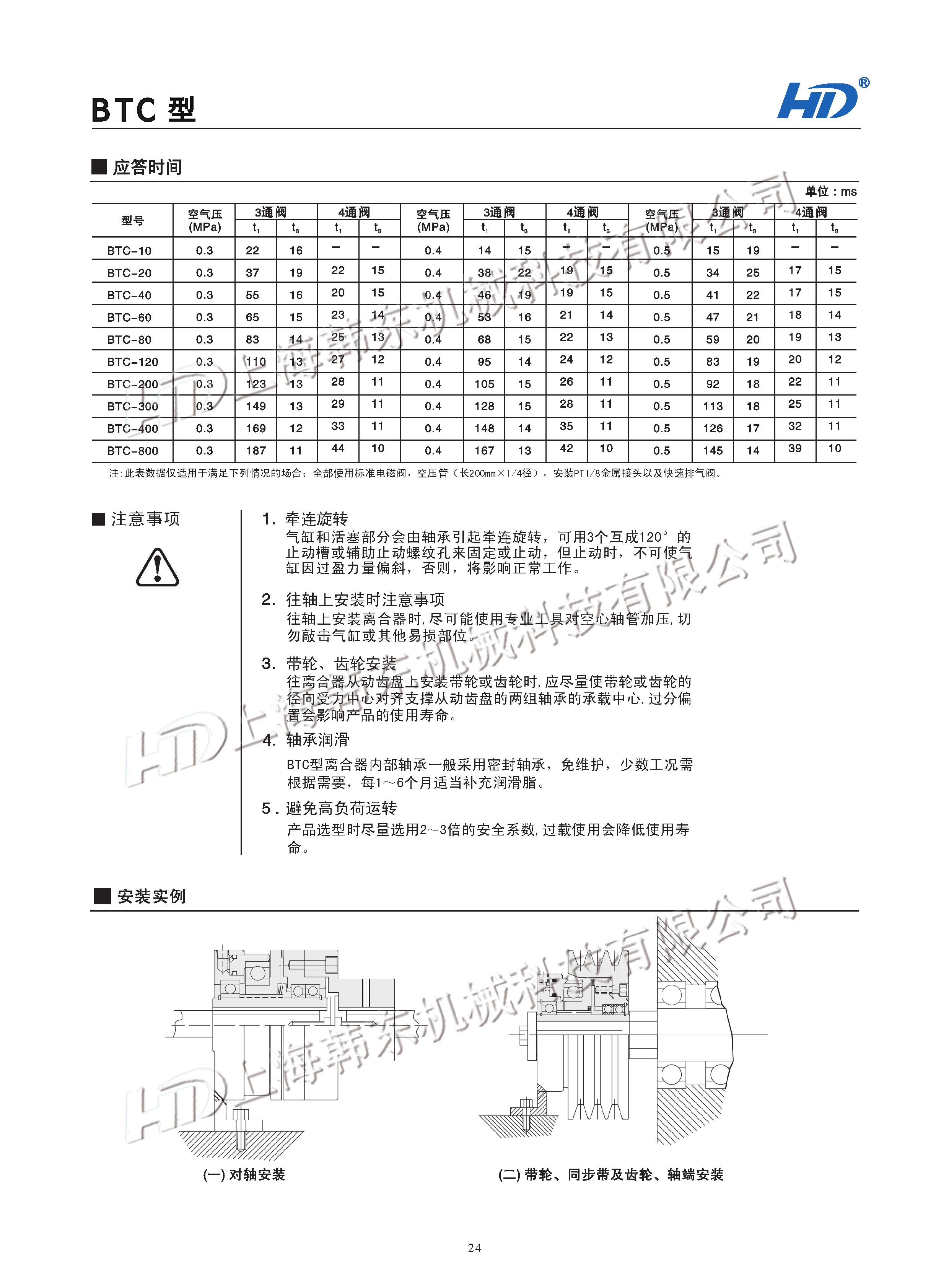 齒形氣動(dòng)離合器BTC使用注意事項(xiàng) 氣動(dòng)離合器